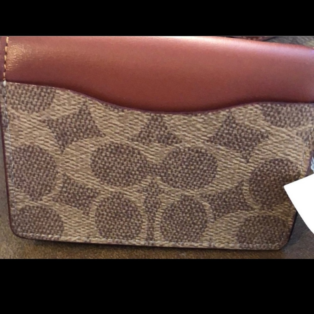 Coach Chain Wallet Card Case Rust - image 3